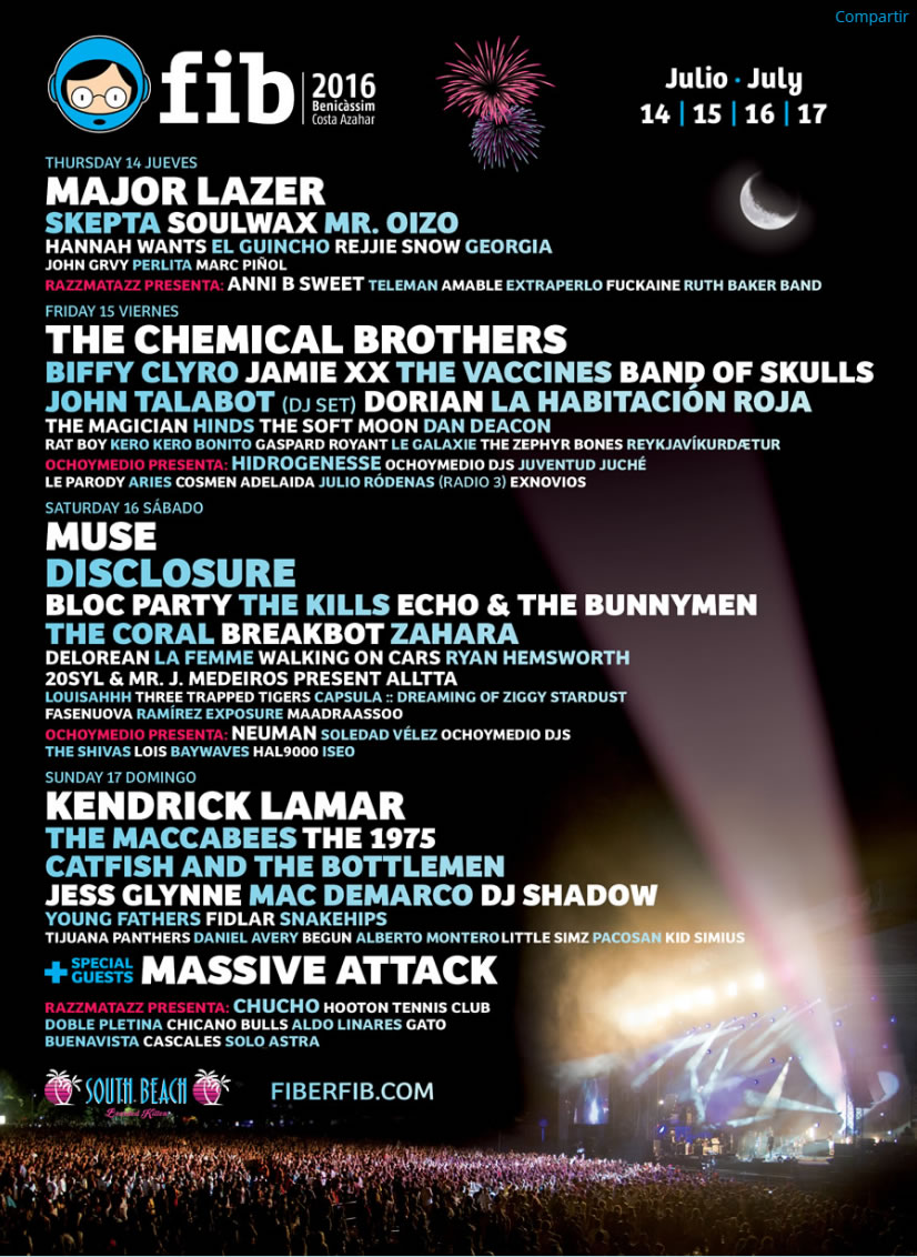 Benicassim 2016 line-up